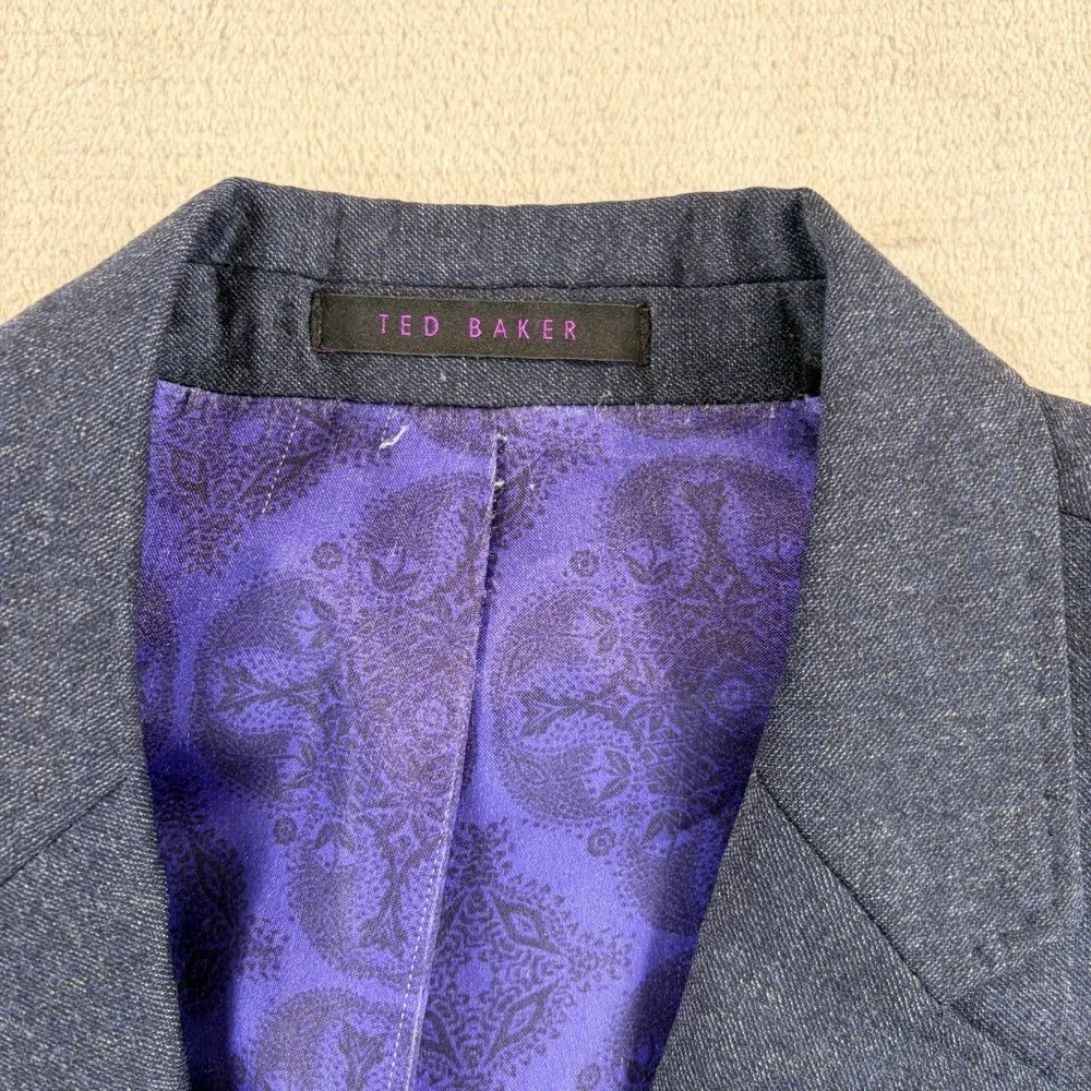 Ted Baker London Endurance Sport Coat Blazer in Blue Wool Men 42R Surgeons Cuffs